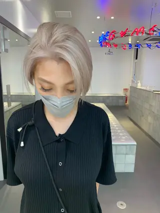 ミディアム カラー ヘアアレンジ ハイトーン/美髪矯正 🍃大江拓実のヘアスタイル