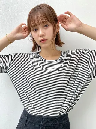 ミディアム カラー ヘアアレンジ 髪質改善カラー&TR 縮毛矯正/弱酸性矯正のヘアスタイル