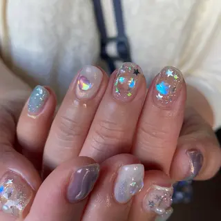 ネイル amuse 手書きニュアンスのネイルデザイン