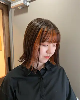 ショート カラー akane/ボブ /オリーブ/ブラウンのヘアスタイル