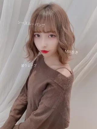 ミディアム ヘアアレンジ 店長/mao/ 前髪/顔周りカットのヘアスタイル