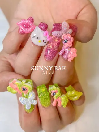 ロング ネイル SUNNY BAE.所属・Made By AIKAのネイルデザイン