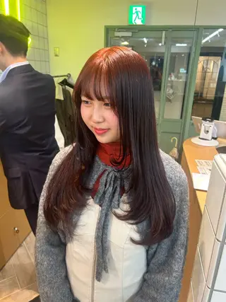 ロング カラー ベージュ/ダブルカラ ー/新潟駅/青柳萌果のヘアスタイル