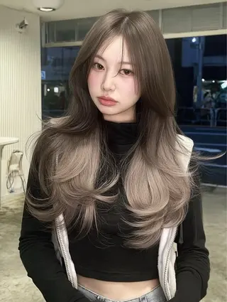 ロング カラー 似合わせカットカラー りおなのヘアスタイル