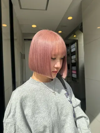 ショート カラー ハイトーン&髪質改善 ＆韓国エクステ🤎のヘアスタイル