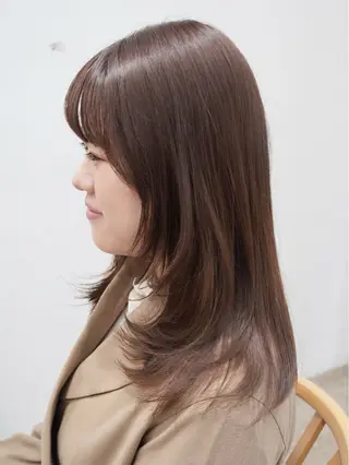 ミディアム 🪞透けヘア髪質改善 艶ベージュ/nagiのヘアスタイル