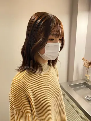 ミディアム カラー ヘアアレンジ メンズ キッズ ネイル マツエク・マツパ アイブロウ chapter問屋町 💘小室明華のヘアスタイル