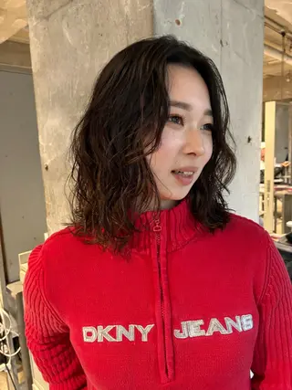 ミディアム パーマ 似合わせパーマ 竹之内竜矢のヘアスタイル