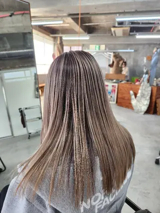 ロング カラー ブリーチ、デザイン  カラー福士直矢のヘアスタイル