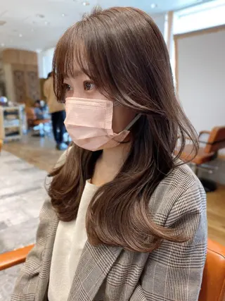 セミロング カラー 顔周り/くびれヘア 韓国ヘア💕風間るなのヘアスタイル