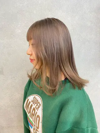 ミディアム 顔周りカット/透明感 カラー✂️MEIのヘアスタイル