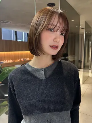 ミディアム カラー MINX青山店所属・結莉/ボブ/ 縮毛矯正のヘアスタイル