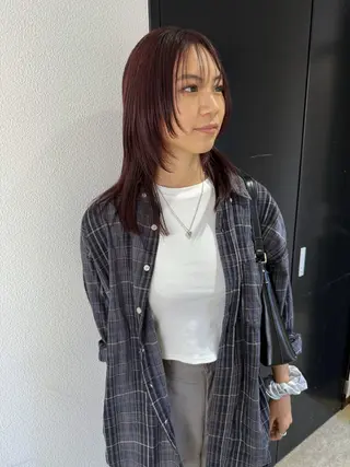 ミディアム カラー 寒河江 友花のヘアスタイル