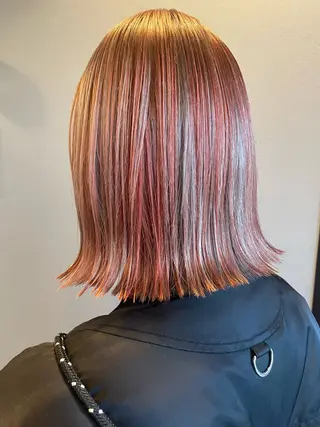 ミディアム カラー 艶カラー🌙縮毛矯正 /ボブ【Reina】のヘアスタイル