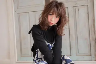 セミロング カラー パーマ 【全席個室サロン】 NUMBER 天王寺のヘアスタイル