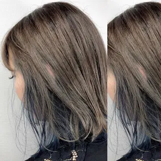 ミディアム カラー JuNブリーチに 縮毛矯正するプロのヘアスタイル