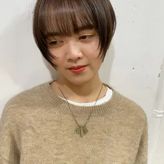 ショート カラー ブリーチなしで透け感 暖色カラーボブaoiのヘアスタイル