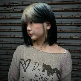 ミディアム カラー mellow所属・顔周りデザイン/ ハイトーン/多田悠馬のヘアスタイル