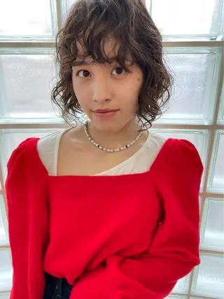 ミディアム パーマ benji仙台所属・KOKI/ ボブ/ パーマ/透明感カラーのヘアスタイル