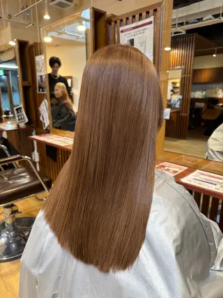 セミロング カラー ルーツ/ デザイン/ ハイトーン/おこのぎのヘアスタイル