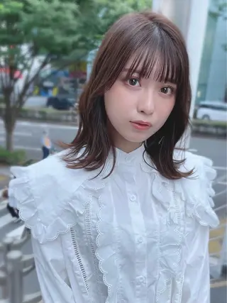 セミロング カラー パーマ ヘアアレンジ 【公式】amble luxe池袋東口🩷のヘアスタイル