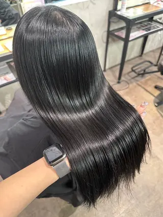 ロング パーマ 💖デザインカラー/ タダ ハナカ💖のヘアスタイル