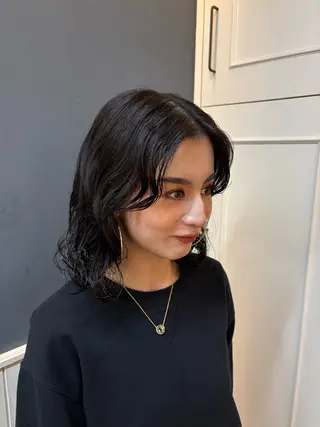 ミディアム パーマ 韓国ヘア sasugaのヘアスタイル