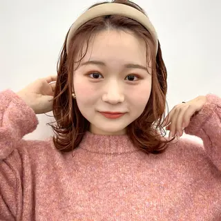 ミディアム カラー 暖色/艶髪/ボブ/ ショート/Ayaのヘアスタイル