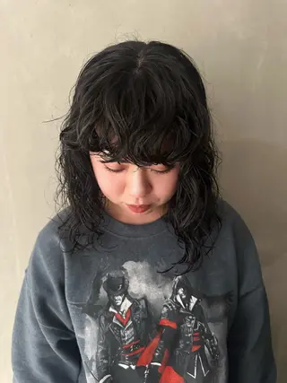 ミディアム パーマ yuki / 岡崎ハイトーンカラーのヘアスタイル