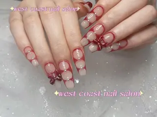 ネイル リボン、ガーリー パーツ放題専門店のネイルデザイン