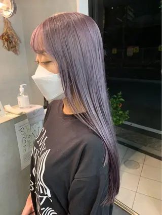 カラー 博多ブリーチ× 透明感/縮毛矯正のヘアスタイル