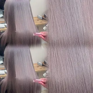 セミロング カラー パーマ ブリーチ矯正💐 ミルクティー💐ナオのヘアスタイル