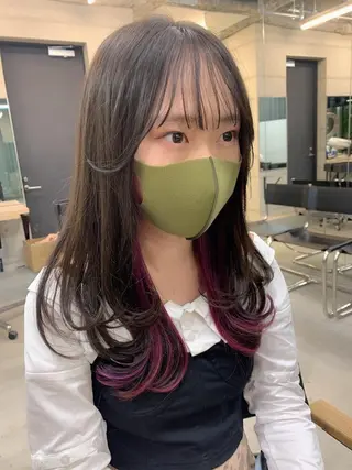 ミディアム カラー 透明感/オリーブ/ グレージュ/YUKAのヘアスタイル