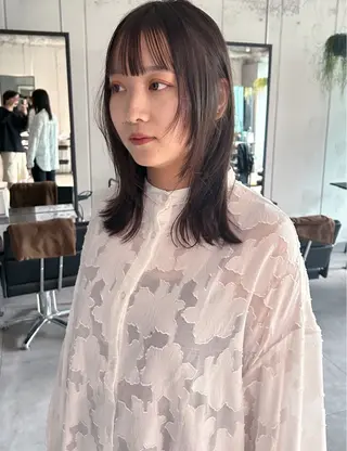 ミディアム 美髪矯正/艶カラー ボブ/栄/鐘ヶ江純也のヘアスタイル