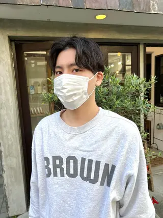 ショート パーマ メンズ 木村陸弥 似合わせ 透明感カラー🌿のヘアスタイル