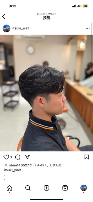 ショート パーマ メンズ itsuki ／ 曲がる縮毛矯正のヘアスタイル