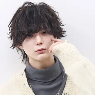 ミディアム カラー パーマ メンズ シースルーマッシュ/ メンズ/KYOHEIのヘアスタイル