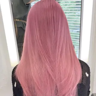 ロング カラー ブリーチなしピンク 赤井龍斗のヘアスタイル