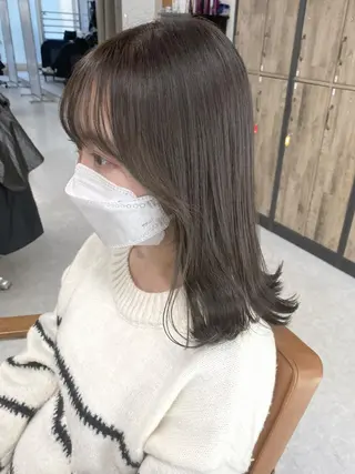 ミディアム カラー ヘアアレンジ 🌷FUKA🌷 まろやかハイトーンのヘアスタイル