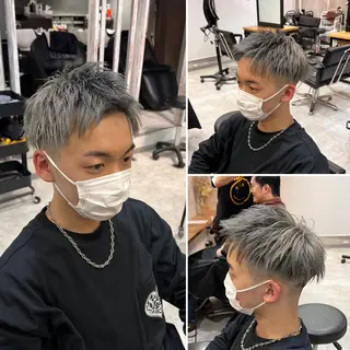 カラー メンズ R/🤎 パーマ＆ブリーチ🔥のヘアスタイル