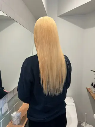 ロング カラー 切りっぱなしボブ レイヤー/縮毛矯正のヘアスタイル