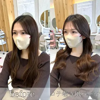 セミロング パーマ 🇰🇷韓国風くびれ ヘア🇰🇷中村優大のヘアスタイル