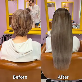 ロング シール＋ちび編み込み エクステ梅田🐨のヘアスタイル