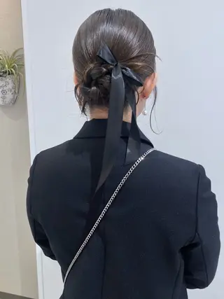 セミロング ヘアアレンジ ベージュ/アレンジ /横浜/杉本千夏のヘアスタイル