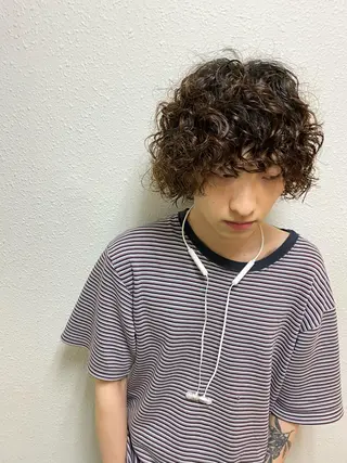 ミディアム パーマ メンズ 🍃ショートヘア🍃 北林春樹のヘアスタイル