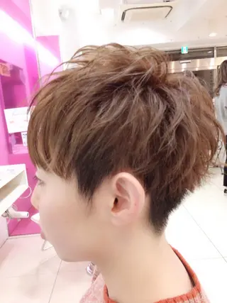 ショート カラー メンズ 髪質改善× ハイライト溝江のヘアスタイル