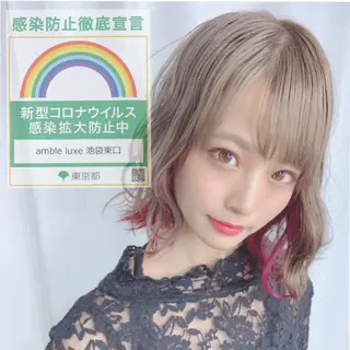 ミディアム カラー パーマ ヘアアレンジ 【公式】amble luxe池袋東口🩷のヘアスタイル