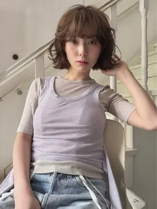 ミディアム パーマ 🌟ショートヘア🌟 森彩華のヘアスタイル