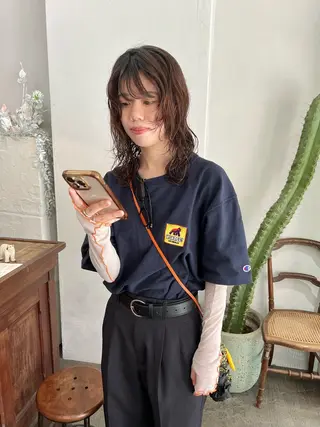 ミディアム パーマ 千葉 郁也のヘアスタイル