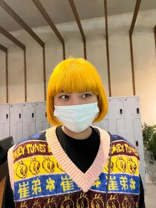 ショート ボブ/ベージュ/ パーマ🪿近森ゆいのヘアスタイル